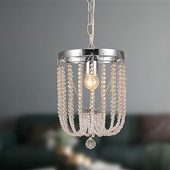 albalux am034 现代 k9 水晶吊灯农舍迷你吊灯镀铬 1 灯天花板灯具